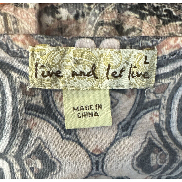 Live and Let Live Shirt Womens Large Pink Sublimation Colorful Art Boho Bohemian - Picture 8 of 10